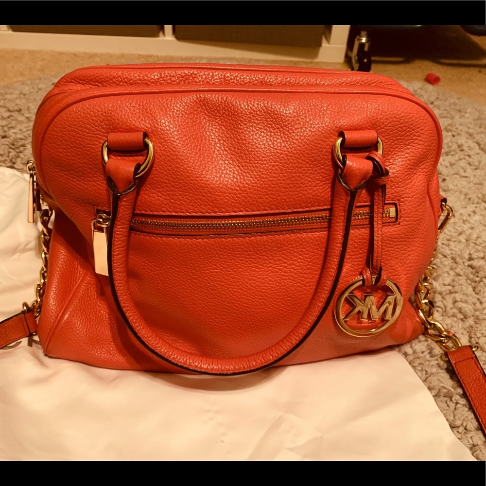 Michael Kors Coral Leather Satchel Bag